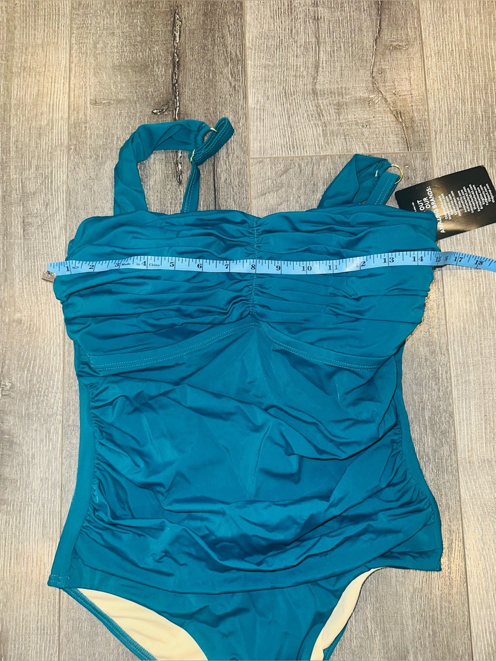 Swimsuits for All Woman’s Teal One-Piece Swimsuit with Ruching - Picture 4 of 8